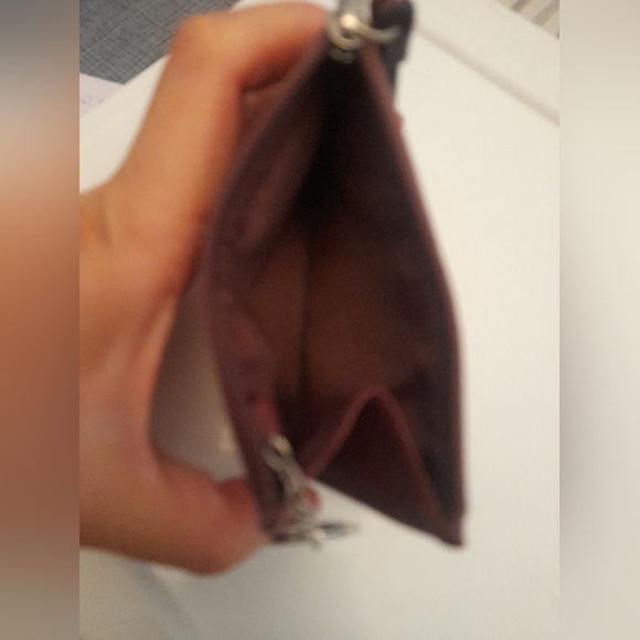 Coach Patterned Keychain Card Wallet In Plum - Picture 3 of 12